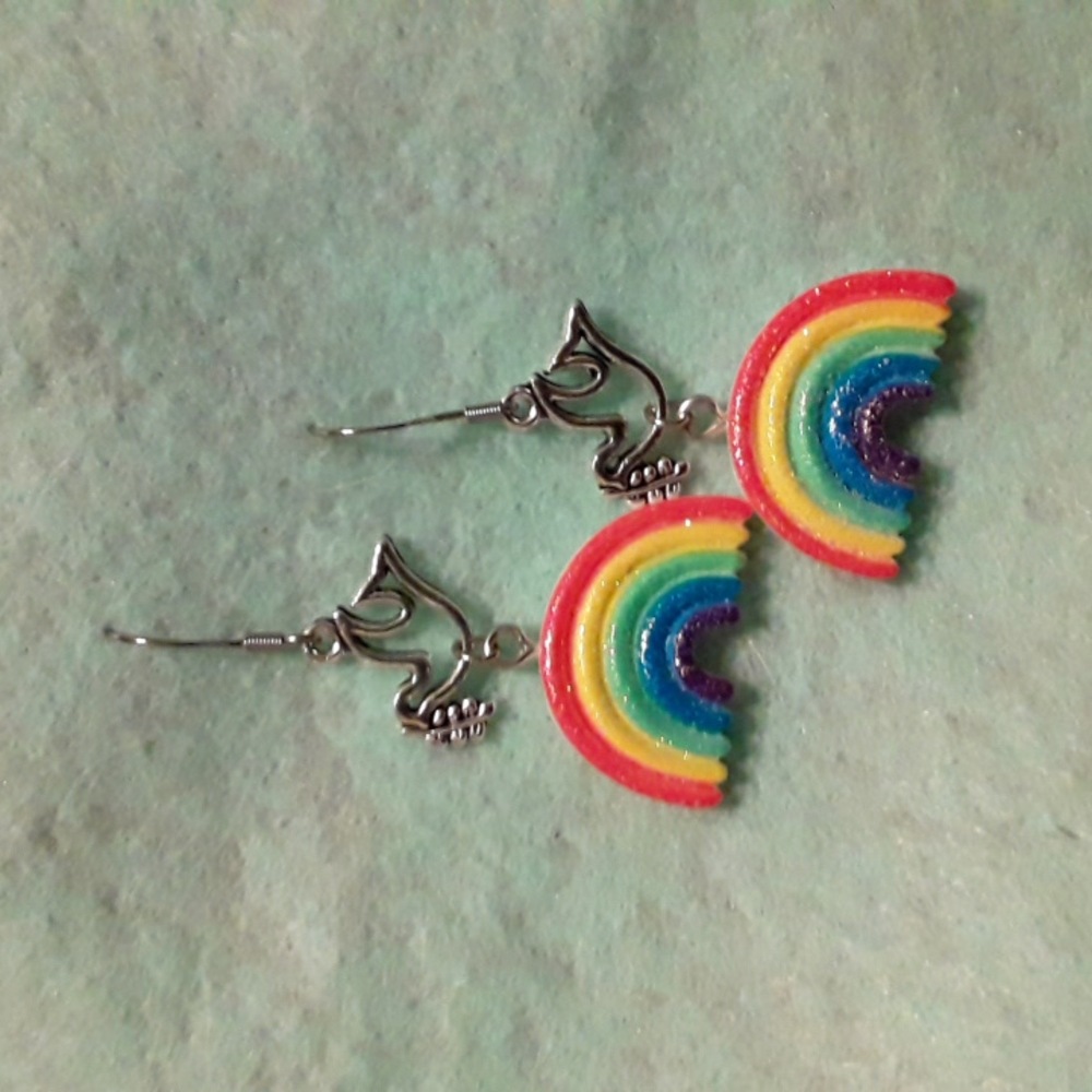 God's Promise Sparkly Rainbow Earrings